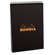 Блокнот А5 148*210 мм, 80 л., в клетку "Rhodia" спираль сверху, обл. карт., черный