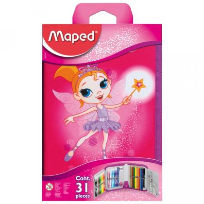 Пенал на 1 отд. "Fairy" с наполнением, полиэстер, розовый