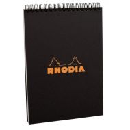 Блокнот А6 105*148 мм, 80 л., в клетку "Rhodia" спираль сверху, обл. карт., черный