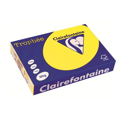 Бумага цветная A4, 80г/м, 500 л. "Trophee" солнечно-желтый