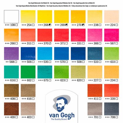 Краски акварельные "Van Gogh" набор 36 цв., кюветы, металл. короб