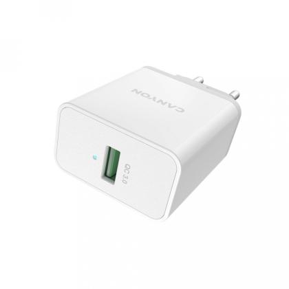 Адаптер питания CANYON CNE-CHA24W QC3.0 24W 100V-240V 18W Output: 5V/3A,9V/2.67A,12V/2A, белый
