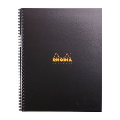 Блокнот А4+, 80 л., лин. "Rhodia" спираль сбоку, микроперфорац., черный