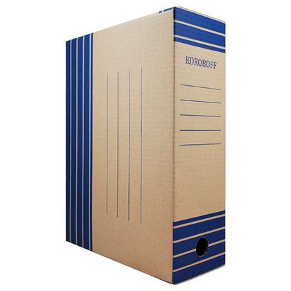 Коробка архивная 80 мм. Koroboff бурый/синий