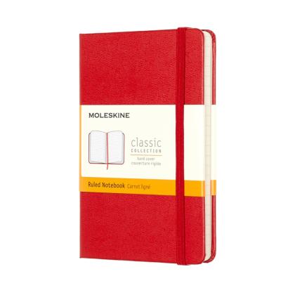 Блокнот А6 90*140 мм, 96 л., тонир., лин. "Classic Pocket" тверд. обл. полипропилен., на резинке, красный