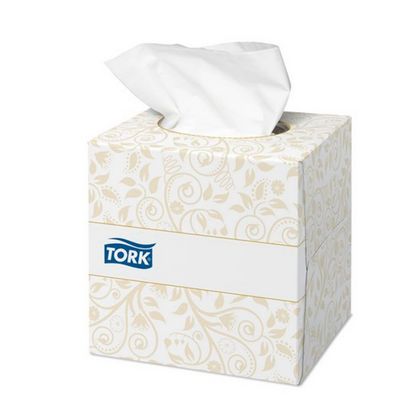 Салфетки TORK Premium для лица ультрамягкие белые, 100шт/упак, в кубе