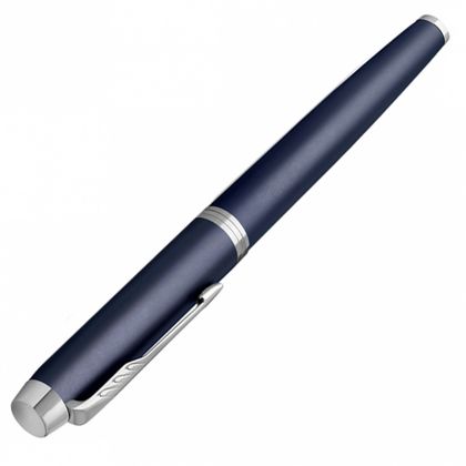 Ручка перьевая F "IM Matte Blue CT" метал., подарочн. упак., синий/серебристый, патрон черный