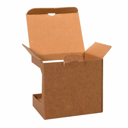 Коробка подарочная д/кружки 118*90*108 мм "21044" с окном (прямоуг.), самосборная, картон., коричневый