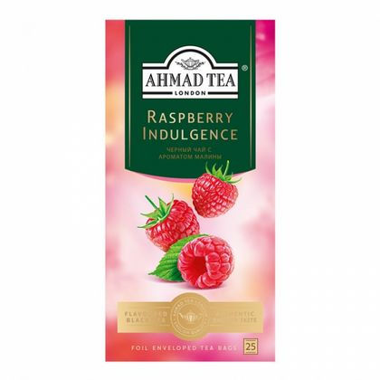 Чай "Ahmad Tea" 25 пак*1,5 гр., черный, со вкусом и ароматом малины, Raspberry Indulgence
