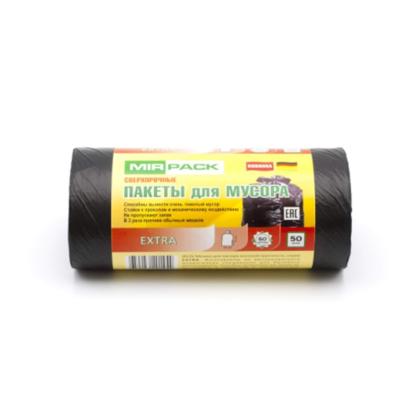 Мешки для мусора 60л 50шт/рулон ПНД Mirpack Extra 12мкм 60*70см цв.черный