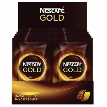 Кофе "Nescafe" натур. растворим. сублимир с доб. жар.мол. кофе., 320 гр., пак., Gold