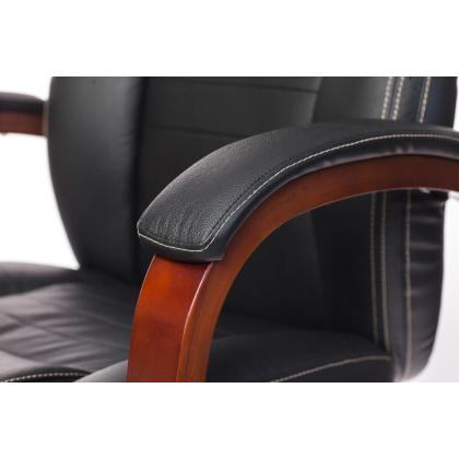 Кресло д/руководителя Бюрократ T-9923WALNUT нат. кожа, черный, крестов. металл/дерево