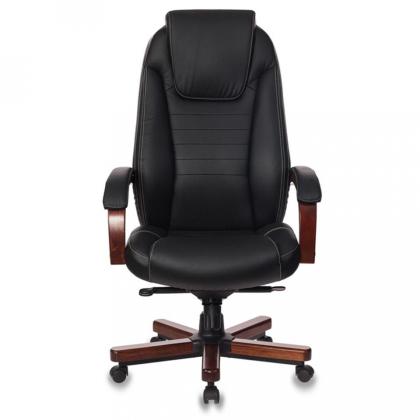 Кресло д/руководителя Бюрократ T-9923WALNUT нат. кожа, черный, крестов. металл/дерево