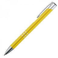 Ручка шарик/автомат "Ascot" 0,7 мм, метал., желтый/серебристый, стерж. синий