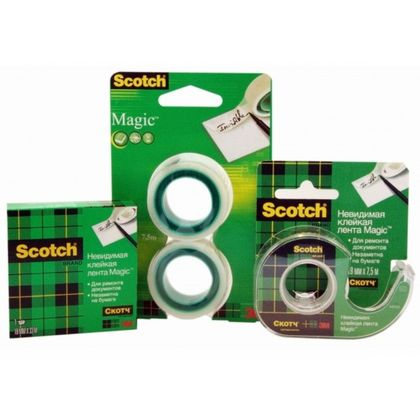Клейк. лента 19 мм*7,5 м "3М Scotch" невидимая, в мини-диспенсере