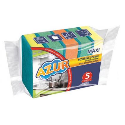 Губка кухонная для мытья посуды Azur Maxi 95*65*25 мм, 5шт/уп