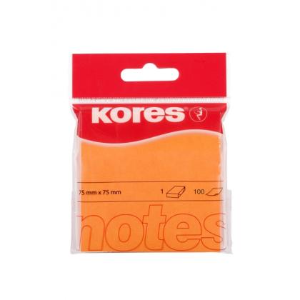 Бумага д/з на кл. осн. 75*75 мм "Kores" 100 л., розовый неон