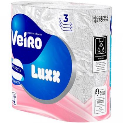 Бумага туалетная  Veiro Luxx, 4 рул, цв.белый, 3-сл.