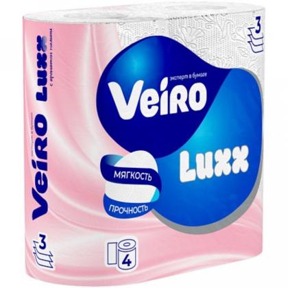 Бумага туалетная  Veiro Luxx, 4 рул, цв.белый, 3-сл.