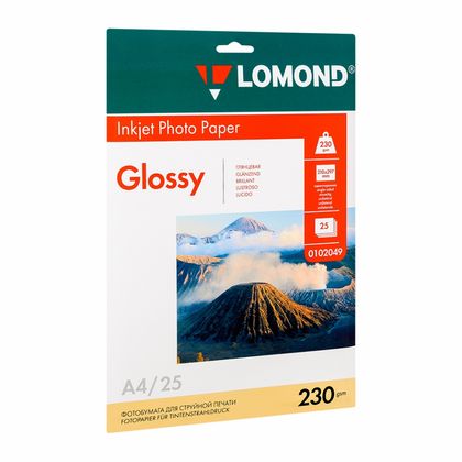 Фотобумага А4, 200 г/м, 25 л., глянц., одностор. "Lomond"