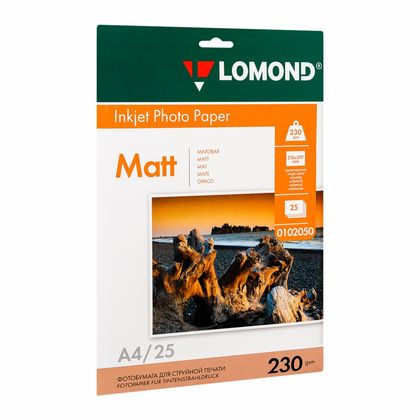 Фотобумага А4, 200 г/м, 25 л., матов., двустор. "Lomond"
