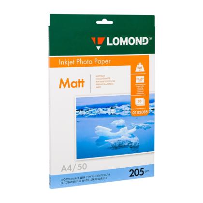 Фотобумага А4, 205 г/м, 50 л., матов., одностор. "Lomond"