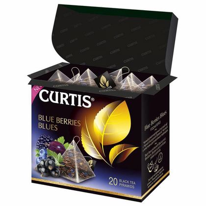 Чай "Curtis" 20 пак*1,7 гр., черный, пирамидка, с кусочк. ежевики и черники, Blue Berries Blues