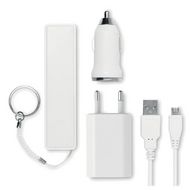 Зарядное устройство Power Bank + авто з/у + USB-адаптер "Superpouch" карт. упак., бело/черный