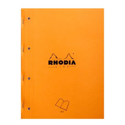 Блокнот А4+ 223*297 мм, 80 л., в клетку "Rhodia" скоба сбоку, обл. карт., оранжевый