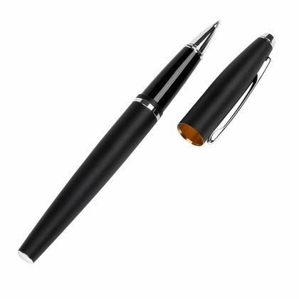 Ручка роллер "Calais Matte Black" 0,7 мм, метал., подарочн. упак., матовый черный, стерж. черный
