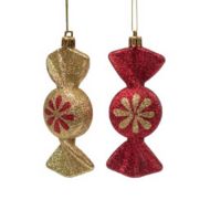 Украшение новогоднее "75456" 17*4 см, набор 2 шт, пласт., упак., золотистый/красный