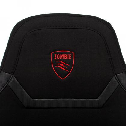 Кресло игровое Бюрократ Zombie 10 ткань/экокожа, черный/синий, крестов. пластик