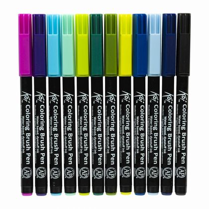 Маркер акварельный "Koi Color Brush" набор, 12 цв.