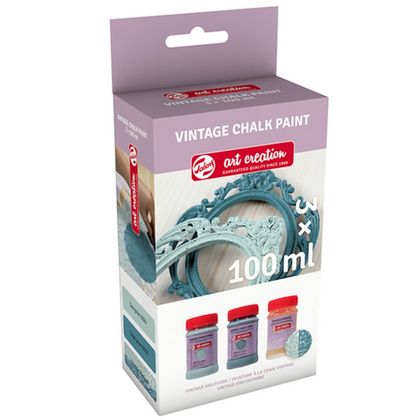 краски декоративные "VINTAGE CHALK PAINT" набор синие оттенки + кракелюр, 100мл.