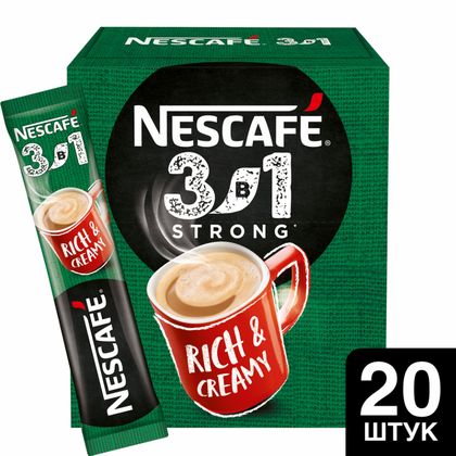 Кофейный напиток "Nescafe" растворим., 3в1, 20 шт./упак., Крепкий