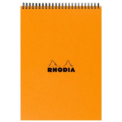 Блокнот А4 210*297 мм, 80 л., в клетку "Rhodia" спираль сверху, обл. карт., черный