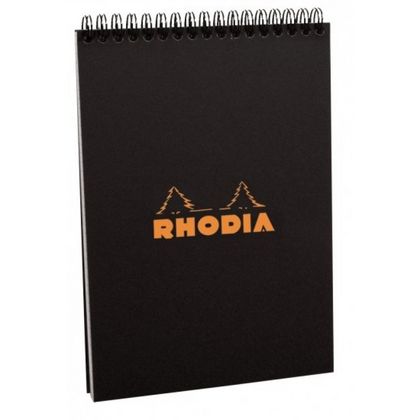 Блокнот А4 210*297 мм, 80 л., в клетку "Rhodia" спираль сверху, обл. карт., черный