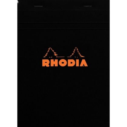 Блокнот А4 210*297 мм, 80 л., в клетку "Rhodia" скоба сверху, обл. карт., черный