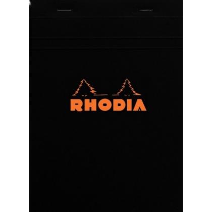 Блокнот А4 210*297 мм, 80 л., в клетку "Rhodia" скоба сверху, обл. карт., черный