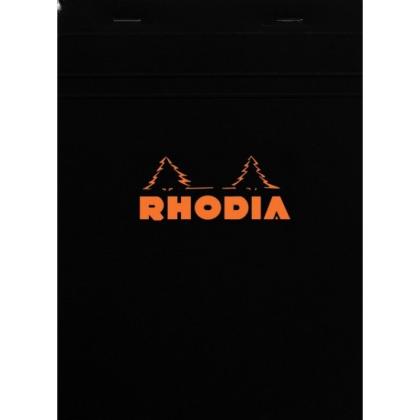 Блокнот А4 210*297 мм, 80 л., в клетку "Rhodia" скоба сверху, обл. карт., черный
