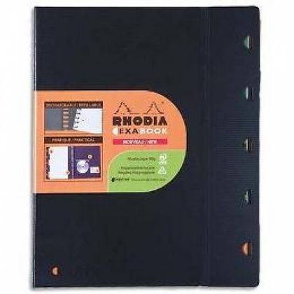 Блокнот А4+ 225*297 мм, 80 л., в клетку "Exabook" спираль сбоку, обл. пласт., черный