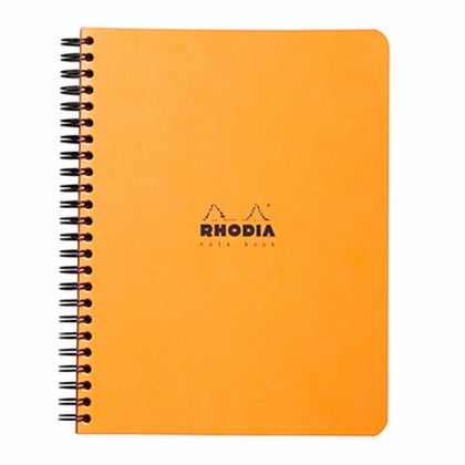 Блокнот А4+ 225*297 мм, 80 л., в клетку "Rhodia" спираль сбоку, обл. пласт., черный
