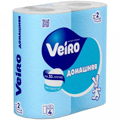 Бумага туалетная  Veiro Домашняя, 4 рул, цв.белый, 2-сл.