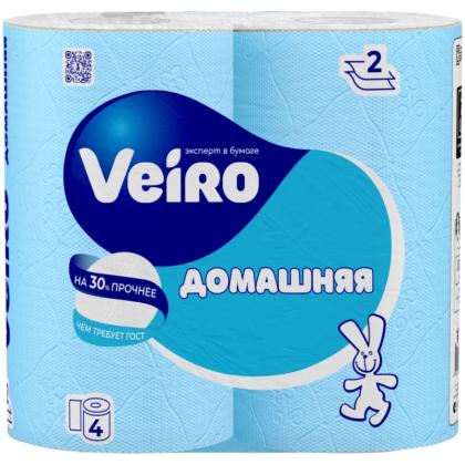 Бумага туалетная  Veiro Домашняя, 4 рул, цв.белый, 2-сл.