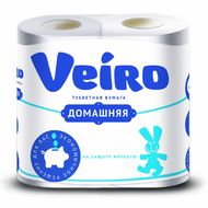 Бумага туалетная  Veiro Домашняя (1х4), цв.белый, 2-сл.
