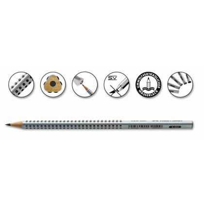 Карандаш прост. "Grip 2001" B, серебристый