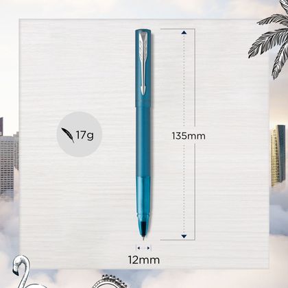 Ручка роллер "Vector XL Teal" 0,5 мм, метал., подарочн. упак., бирюзовый, стерж. черный