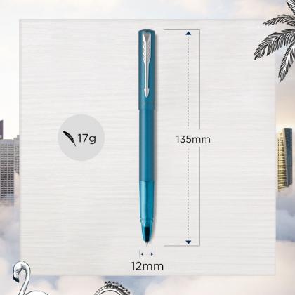 Ручка роллер "Vector XL Teal" 0,5 мм, метал., подарочн. упак., бирюзовый, стерж. черный