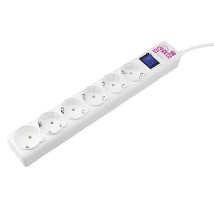 Сетевой фильтр 5 м Power Cube SPG(5+1)-16B-5М, 16А/3,5кВт/140Дж, <6 розеток> (белый) 