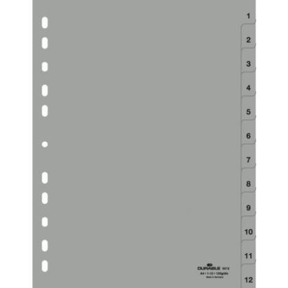 Разделитель на 20 делений А4 "Durable" пласт., с маркир., серый